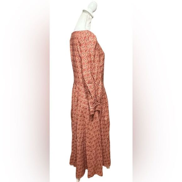 PARTERRE Linen Blend Printed Button Down Long Sleeve Maxi Dress Size 2 - Picture 3 of 6